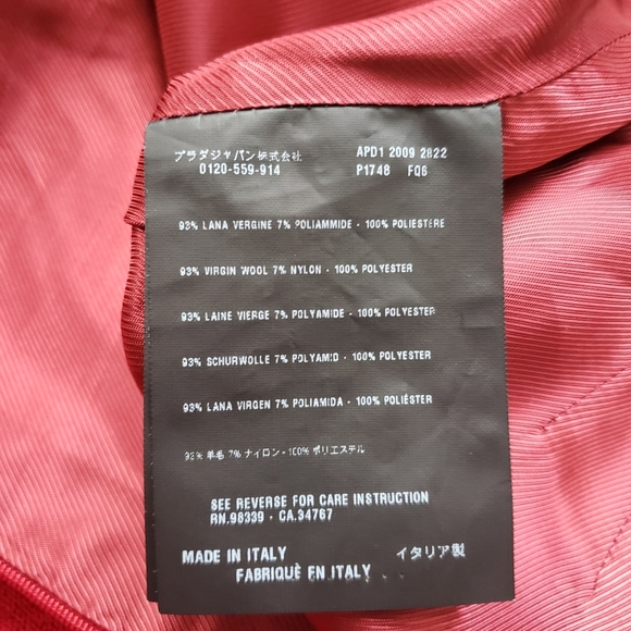 PRADA deep red virgin wool blend pencil skirt with two side slits - Picture 8 of 13